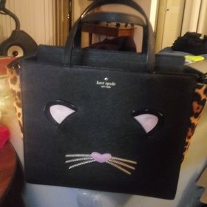 Kate Spade leopard cat hayden large purse NEW!